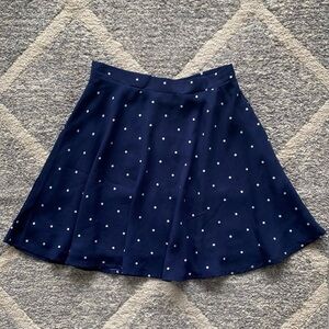 Y2K Glamorous Navy Blue and White Polka Dot Mini Skirt, Sz Small